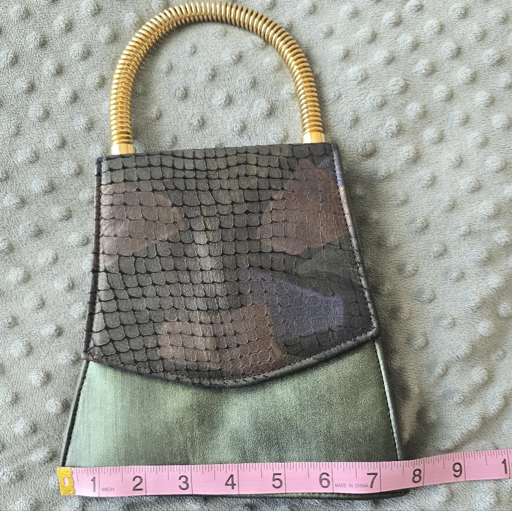 VTG Unbranded Edgy Embossed Snakeskin-Style Handbag - Picture 6 of 7